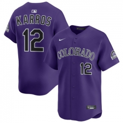 Men Colorado Rockies Nike Purple Alternate Limited Jersey Karros Kyle 12