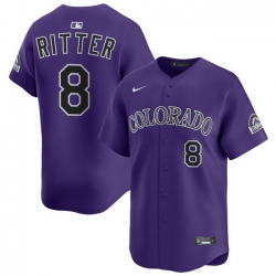 Men Colorado Rockies Nike Purple Alternate Limited Jersey RITTER 8