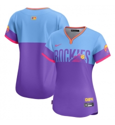 Women Colorado Rockies Blank Purple Light Blue 2025 City Connect Limited Stitched Baseball Jersey