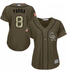 Womens Majestic Colorado Rockies 8 Gerardo Parra Replica Green Salute to Service MLB Jersey