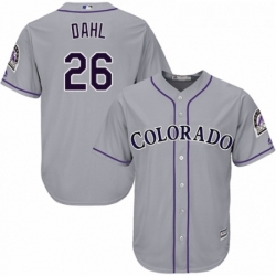 Youth Majestic Colorado Rockies 26 David Dahl Replica Grey Road Cool Base MLB Jersey 