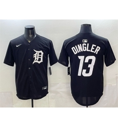 Men Detroit Tigers 13 Dillon Dingler Black Limited Stitched Baseball Jersey Men Detroit Tigers 13 Dillon Dingler Black Limited Stitched Baseball Jersey