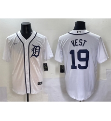 Men Detroit Tigers 19 Will Vest White Cool Base Stitched Baseball Jersey Men Detroit Tigers 19 Will Vest White Cool Base Stitched Baseball Jersey