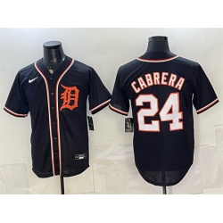 Men Detroit Tigers  24 Miguel Cabrera Black 2026 Fashion Replica Black Out Stitched Baseball Jersey