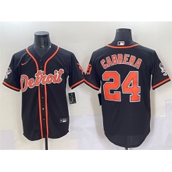 Men Detroit Tigers 24 Miguel Cabrera Black With Patch Cool Base Stitched Baseball Jersey