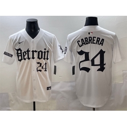 Men Detroit Tigers 24 Miguel Cabrera White  27Motor Gothic Edition 27 Vapor Premier Limited Stitched Baseball Jersey fanswish net
