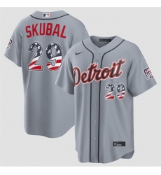Men Detroit Tigers  29 Tarik Skubal Grey 2026 USA 250 Fourth of July Stitched Baseball Jersey