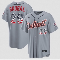 Men Detroit Tigers  29 Tarik Skubal Grey 2026 USA 250 Fourth of July Stitched Baseball Jersey