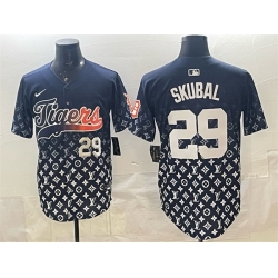 Men Detroit Tigers 29 Tarik Skubal Navy With Patch Vapor Premier Limited Stitched Baseball Jersey