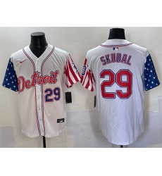 Men Detroit Tigers 29 Tarik Skubal White 2025 Memorial Day Vapor Premier Limited Stitched Baseball Jersey