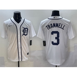 Men Detroit Tigers 3 Alan Trammell White Cool Base Stitched Baseball Jersey