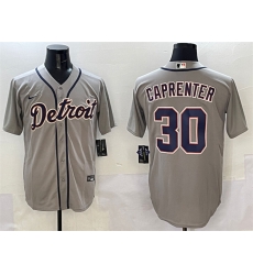 Men Detroit Tigers 30 Kerry Carpenter Grey Cool Base Stitched Baseball Jersey Men Detroit Tigers 30 Kerry Carpenter Grey Cool Base Stitched Baseball Jersey