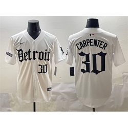 Men Detroit Tigers 30 Kerry Carpenter White  27Motor Gothic Edition 27 Vapor Premier Limited Stitched Baseball Jersey
