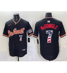 Men Detroit Tigers  7 Kevin McGonigle Black 2026 USA 250 Fourth of July Stitched Baseball Jersey