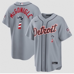 Men Detroit Tigers  7 Kevin McGonigle Grey 2026 USA 250 Fourth of July Stitched Baseball Jersey