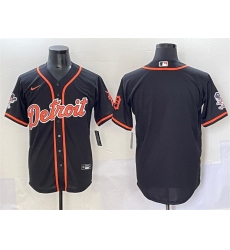 Men Detroit Tigers Blank Black With Patch Cool Base Stitched Baseball Jersey