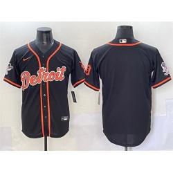 Men Detroit Tigers Blank Black With Patch Cool Base Stitched Baseball Jersey