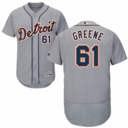 Mens Majestic Detroit Tigers 61 Shane Greene Grey Road Flex Base Authentic Collection MLB Jersey