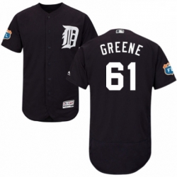 Mens Majestic Detroit Tigers 61 Shane Greene Navy Blue Alternate Flex Base Authentic Collection MLB Jersey 