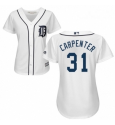 Womens Majestic Detroit Tigers 31 Ryan Carpenter Authentic White Home Cool Base MLB Jersey 