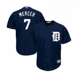 Youth Detroit Tigers 7 Jordy Mercer Replica Navy Blue Alternate Cool Base Baseball Jersey 