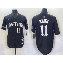 Men Houston Astros 11 Cam Smith Black Gothic Houston Born Barrio Raised Limited Stitched Baseball Jersey