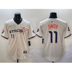 Men Houston Astros 11 Cam Smith Cream 2025 City Connect With Texas Patch Limited Stitched Baseball Jersey