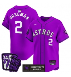 Men Houston Astros 2 Alex Bregman DJ Screw Still Tippin Purple Patch Vapor Limited Stitched Baseball Jersey Men Houston Astros 2 Alex Bregman DJ Screw Still Tippin Purple Patch Vapor Limited Stitched Baseball Jersey
