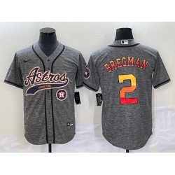 Men Houston Astros 2 Alex Bregman Gray With Patch Cool Base Stitched Baseball Jersey