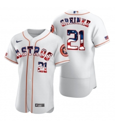 Men Houston Astros 21 Zack Greinke Men Nike White Fluttering USA Flag Limited Edition Flex Base MLB Jersey