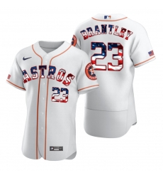 Men Houston Astros 23 Michael Brantley Men Nike White Fluttering USA Flag Limited Edition Flex Base MLB Jersey