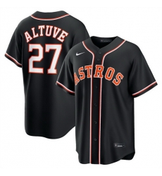 Men Houston Astros  27 Jose Altuve 2026 Fashion Replica Black Out Stitched Baseball Jersey