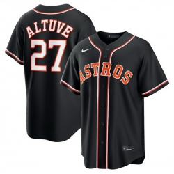 Men Houston Astros  27 Jose Altuve 2026 Fashion Replica Black Out Stitched Baseball Jersey