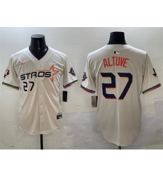 Men Houston Astros 27 Jose Altuve Cream 2025 City Connect With Texas Patch Limited Stitched Baseball Jersey Men Houston Astros 27 Jose Altuve Cream 2025 City Connect With Texas Patch Limited Stitched Baseball Jersey