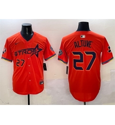 Men Houston Astros 27 Jose Altuve Orange 2025 City Connect With Texas Patch Limited Stitched Baseball Jersey