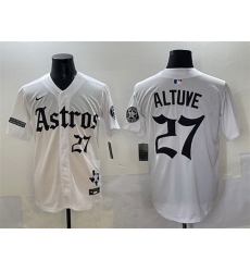 Men Houston Astros 27 Jose Altuve White Gothic 27Houston Born Barrio Raised 27 Limited Stitched Baseball Jersey Men Houston Astros 27 Jose Altuve White Gothic 27Houston Born Barrio Raised 27 Limited Stitched Baseball Jersey
