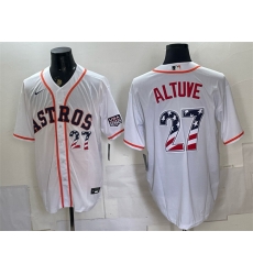 Men Houston Astros  27 Jose Altuve White USA 250 Fourth of July Home Stitched Baseball Jersey