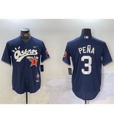 Men Houston Astros 3 Jeremy Pena Navy Cactus Jack Style Vapor Premier Limited Stitched Baseball Jersey