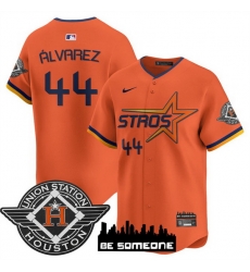 Men Houston Astros 44 Yordan Alvarez Orange 2025 City Connect Limited Stitched Baseball Jersey Men Houston Astros 44 Yordan Alvarez Orange 2025 City Connect Limited Stitched Baseball Jersey