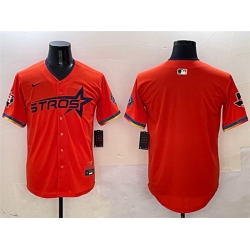 Men Houston Astros Blank Orange 2025 City Connect With Texas Patch Limited Stitched Baseball Jersey