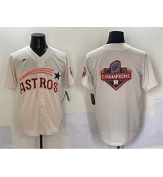 Men Houston Astros Team Big Logo Cream Throwback Cooperstown Collection Limited Stitched Baseball Jersey 001