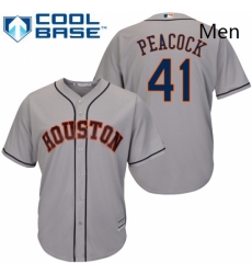 Mens Majestic Houston Astros 41 Brad Peacock Replica Grey Road Cool Base MLB Jersey 