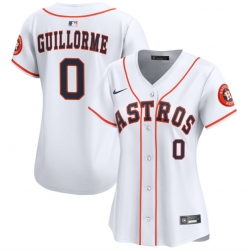 Women Houston Astros 0 Luis Guillorme White Home Limited Stitched Baseball Jersey 001