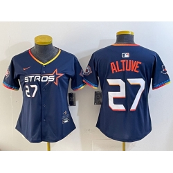 Women Houston Astros 27 Jose Altuve Navy 2025 City Connect With Texas Patch Limited Stitched Baseball Jersey