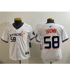 Women Houston Astros 58 Hunter Brown White 2025 City Connect Limited Stitched Baseball Jersey 