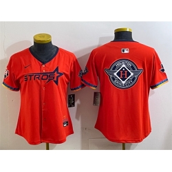 Women Houston Astros Team Big Logo Orange 2025 City Connect With Texas Patch Limited Stitched Baseball Jersey 001