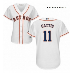 Womens Majestic Houston Astros 11 Evan Gattis Authentic White Home Cool Base MLB Jersey