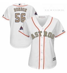 Womens Majestic Houston Astros 56 Hector Rondon Authentic White 2018 Gold Program Cool Base MLB Jersey 