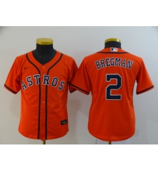 Youth Astros 2 Alex Bregman Orange Youth 2020 Nike Cool Base Jersey Youth Astros 2 Alex Bregman Orange Youth 2020 Nike Cool Base Jersey