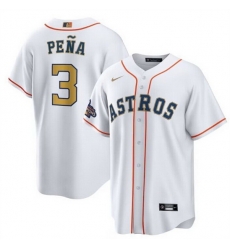 Youth Houston Astros 3 Jeremy Pe F1a White 2023 Gold Collection With World Serise Champions Patch Stitched Baseball Jersey Youth Houston Astros 3 Jeremy Pe F1a White 2023 Gold Collection With World Serise Champions Patch Stitched Baseball Jersey